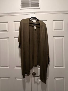 Forever 21 Olive Green Draped Open Cardigan